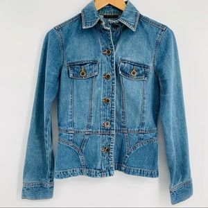 THE LIMITED size Small fitted denim jacket with sleeve zipper